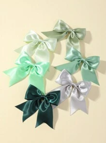 6pcs/Set Morandi Colored Hairpins With Bowknot & Ribbon Design For Back To School Kids' Hairstyling - Multicolor - View 3