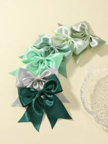 6pcs/Set Morandi Colored Hairpins With Bowknot & Ribbon Design For Back To School Kids' Hairstyling - Multicolor - View 4