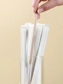 50 pièces/100 pièces Bâtonnets à café en bois jetables, chacun emballé individuellement dans un sac en papier pour remuer les jus, le lait et les boissons en cuisine. Plusieurs tailles au choix. Fournitures scolaires, rentrée scolaire
