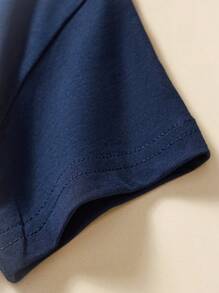 Young Boys Cartoon Shark Print Short Sleeve T-Shirt, Casual And Fashionable Outerwear For Spring/Summer - Navy Blue - View 5