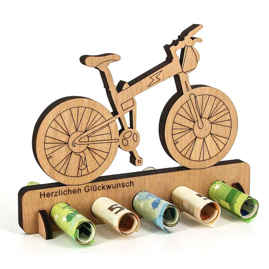 Giftota - Original Birthday Money Gift Wood - Money Gift For Bicycle - Aeroplane - Wedding - Ship - Car Wooden Gifts - Money Gift For Friends, Family, Lovers, Cyclists - Multiple Styles - 電動自行車 - 查看 1