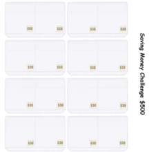lollipro A6 活页夹口袋 8 个 PVC 双口袋信封，适用于 6 环 A6 活页夹，双面配有 1 张 300gsm 品脱储蓄挑战卡和 1 张用于预算整理器的金钱贴纸 - 綠色 - 查看 5