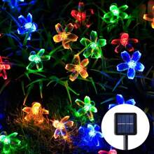 1pc, Solar String Sakura  Flower Lights Outdoor Waterproof 5M20L/6.5M30L/7M50L/12M100L WarmWhite/ColdWhite/MultiColor Lights, Fairy Light Decorations For Garden Fence Patio Yard Christmas Tree, Lawn, Patio, Party Decoration Halloween Christmas Thanksgiving Gift