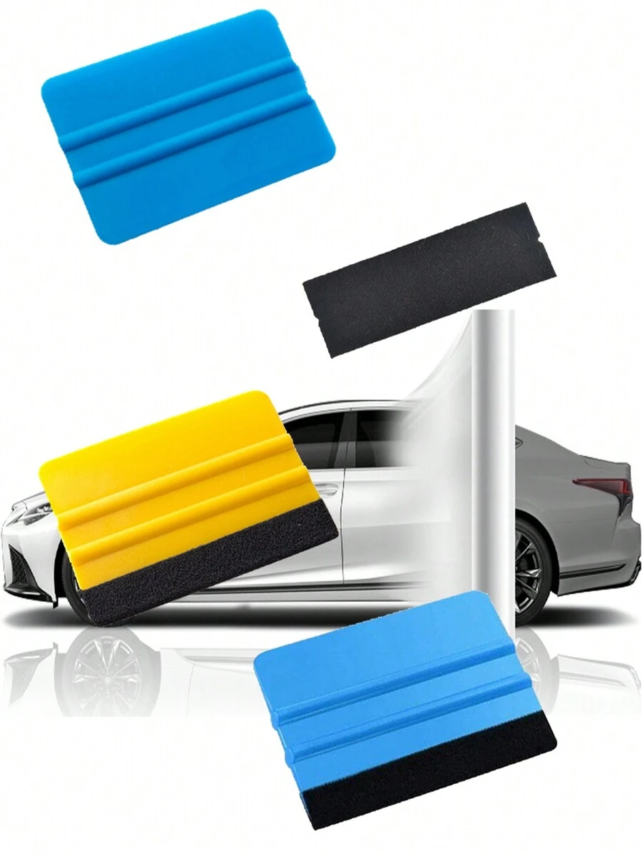 4pcs Car Window Tinting Tools Set: Square Squeegee, Felt, Scraper For Auto Film, Stickers, Decals Installation - Multicolor - View 1