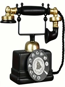 1pc Classic Retro Decorative Telephone, Nostalgic Antique Landline Phone, Home/Office Decor, Photography Prop, Unique Gift For Valentine's Day, Thanksgiving, Housewarming - Black - View 10