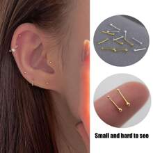 2/4/6/8pcs Set Women's Sleeping Mini Stud Earrings, 2mm Gold And Silver Color, Hypoallergenic Small Earrings, Sexy Minimalist Style, Comfortable Ear Studs For Pierced Ears, No Need To Remove, Suitable For Women's Daily Wear, Unisex, Perfect Couple Choice