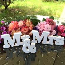 1 Piece Mrs & Mr Creative Wooden Craft Ornament Alphabet Wedding Supplies Wedding Props Wedding Party Decoration,Christmas - White - View 2
