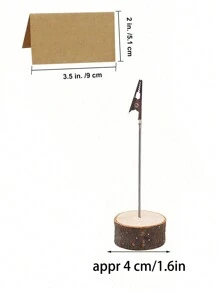 5Pcs/10Pcs, Wood Place Card Holders With Clips And Cards, Wood Table Number Food Cards Label Holders Stands, Name Cards Photo Holders For Wedding Birthday Party Supply