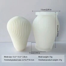 1 Miếng 3D Gợn sóng nước Khuôn silicon nến Hình học Trụ Nến Xà bông Khuôn Băng dán Nhựa epoxy Đất sét Khuôn Kẹo mềm Sô cô la Bánh Kẹo Khuôn nướng - trắng - Xem 2