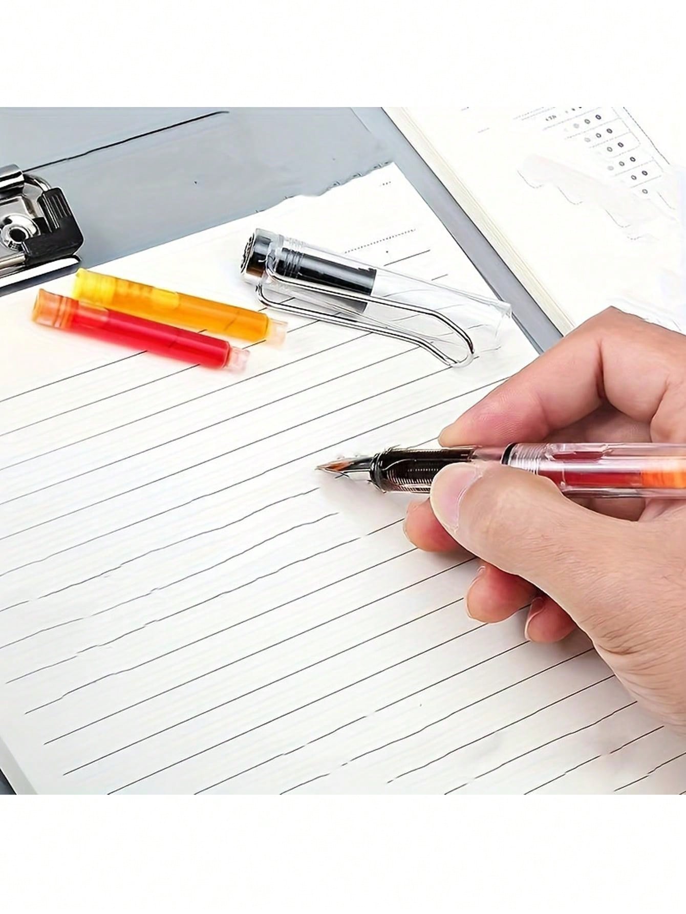 (1pc Pen+10pcs Color Ink)*3,0.38mm Color Transparent Fountain Pen Set ...