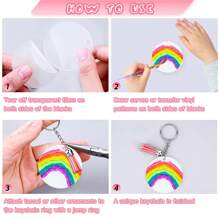 40入組2 Inch亞克力鑰匙扣空白設定,透明圓形亞克力批量空白,包含鑰匙扣環,展示卡,包裝袋,跳環,流蘇,適用於diy鑰匙扣,耳環和手工藝項目 - 彩色 - 查看 4