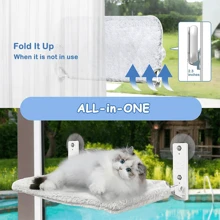 Foldable Cat Window Bed, 52x30cm Cat Hammock Window With Strong Suction Cups, Holding Up To 20kg Cat Window Perch For Cats - Grey - View 3