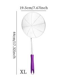 1pc Stainless Steel Wire Strainer, Comfortable Handle, Easy To Retrieve, Quick Drainage Of Water And Oil - Purple - View 18