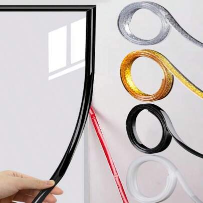 1 卷（3 米）/ 3 卷（3 米）化妆镜装饰镜边框条，玻璃框架边缘饰条，黑色、彩色金色、彩色银色、白色，适用于家庭和厨房