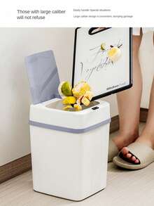 1 件适用于厨房和浴室的智能传感器垃圾桶，自动打开盖子，防漏，防臭，狭窄空间 - 白色 - 查看 5