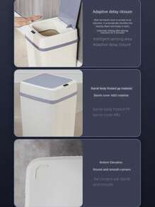 1 件适用于厨房和浴室的智能传感器垃圾桶，自动打开盖子，防漏，防臭，狭窄空间 - 白色 - 查看 9