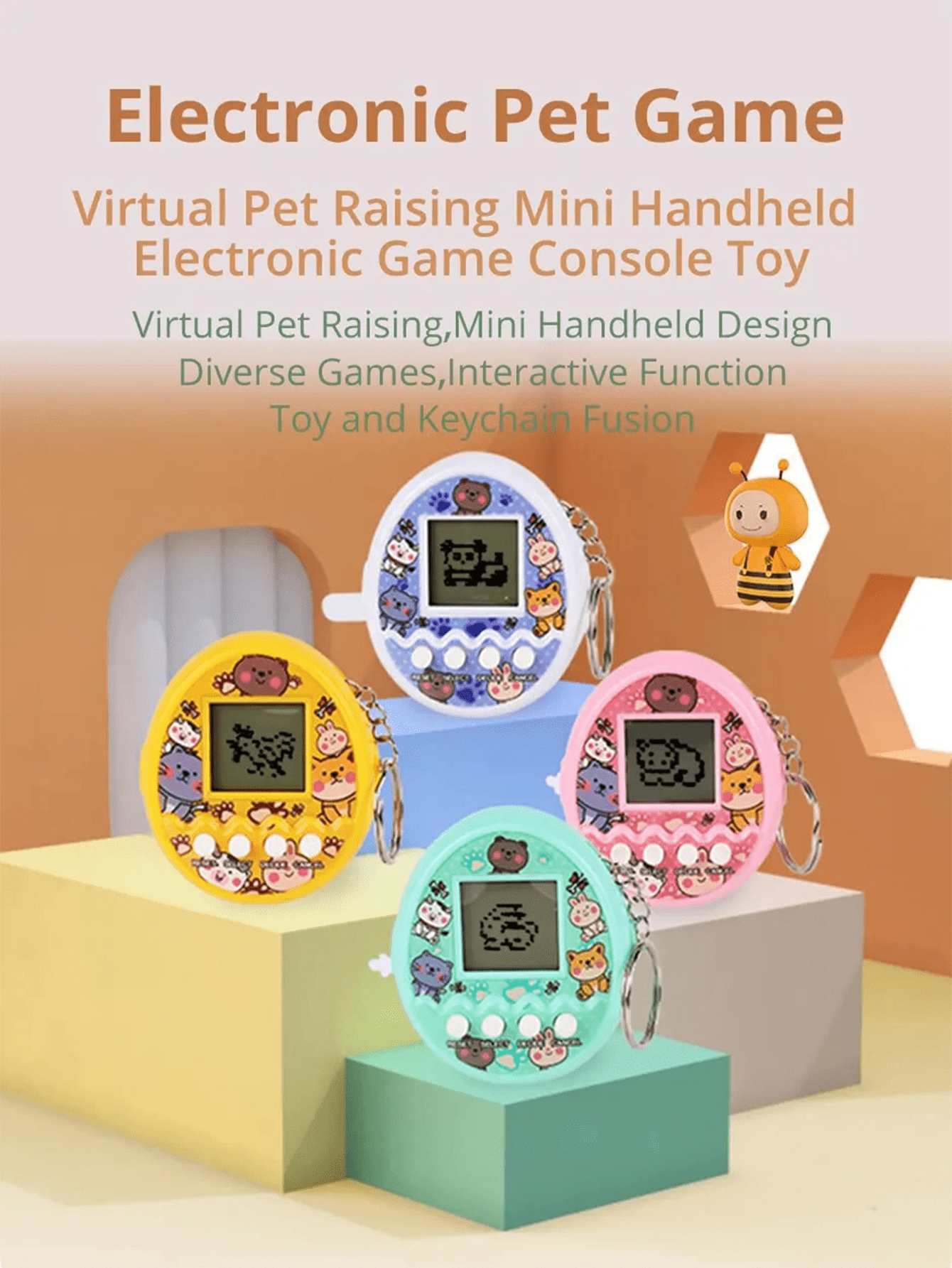 1pc Virtual Pet Keychain, Electronic Digital 168 Virtual Pet Game