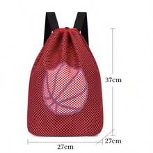 Large Capacity Outdoor Travel Waterproof Backpack Sports Fitness Basketball Bag Drawstring Mesh Bag Football Storage Gym Yoga - Red - View 4
