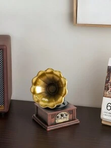1pc Vintage Phonograph Model Resin Figurine Home Decoration Birthday Gift Birthday Gifts Graduation - Multicolor - View 5