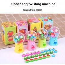 1pc Random Color Fun Rubber Eraser Gashapon Machine Toy With Cute Cartoon Fruits Design For Boys And Girls, Learning Supplies - Multicolor - View 1