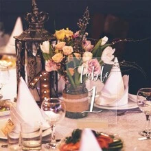 1pc Transparent Acrylic Wedding Table Number Sign DIY Blank Clear Display Signs With Wooden Base For Wedding Party Event Table Decoration - Transparent - View 10