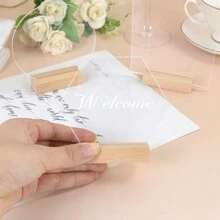 1pc Transparent Acrylic Wedding Table Number Sign DIY Blank Clear Display Signs With Wooden Base For Wedding Party Event Table Decoration - Transparent - View 8
