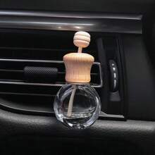 1pc Car Air Vent Flat Round Aromatherapy Bottle - Clear - View 1