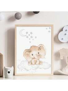 1 Miếng Hoạt hình Sư tử Con voi Người châu Phi Động vật  Đám mây Áp phích In tranh sơn dầu Bức tranh Màu be Treo tranh Hình ảnh Em bé Phòng ngủ Nhà  Trang trí Khung trang trí - G - Xem 5