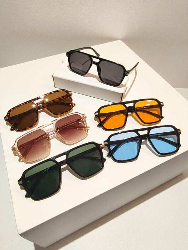 1pc Casual Ocean Hued Square Frame Retro Sunglasses, Anti Uv400, Perfect For Beach Vacation, Outdoor Activities, Street Photography, Apparel Photo-Shoots, Cool Style Sunglasses Beach Sun Glasses Beach Accessories For Women Sun Glasses Sunglasses Shades Basics And Suit For Sweater Jeans Sweatpants Hoodie Jackets Dress And Long Sleeve Shirt Fashionable Shade Elegant Outfit Family Outings Travel Vacation Holiday For Summer Beach Vacation,Outdoor,Travel