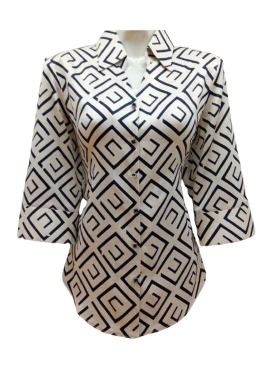 Blusa Paloma Carmin Satin Cubo - Azul y blanco - Ver 1