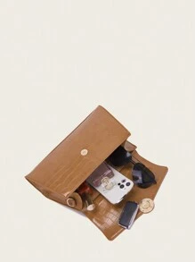 DK DKMG 1pc Women's Elegant Crocodile Embossed Flap Handbag, Suitable For Daily Use And Holiday Gifts