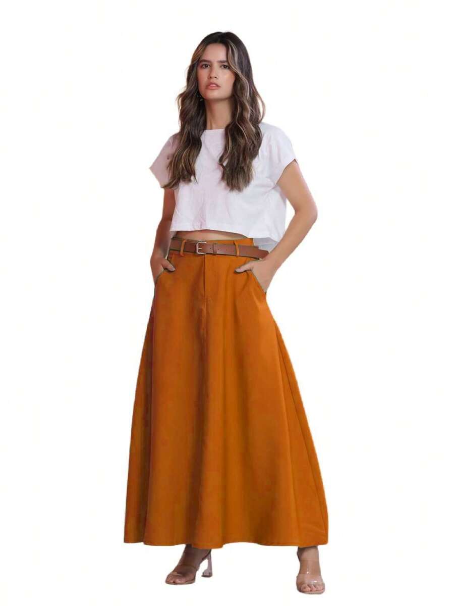 Women Skirts - 亮橙色 - 查看 1