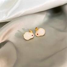 1 đôi Thanh lịch & Thanh tú Thỏ Bông tai stud Với S925 Màu bạc Kim , Cao-kết thúc Thiết kế , Duyên dáng , Linh hoạt , Sành điệu Tối giản Đồ kim hoàn - trắng - Xem 2