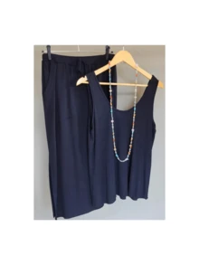 Conjunto Feminino Liso Fresquinho Saia Midi + Blusa Regata Com Elastano