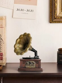 1pc Vintage Phonograph Model Resin Figurine Home Decoration Birthday Gift Birthday Gifts Graduation - Multicolor - View 1