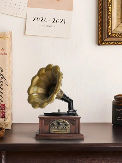 1 件復古留聲機模型樹脂雕像家居裝飾生日禮物