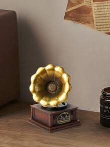 1pc Vintage Phonograph Model Resin Figurine Home Decoration Birthday Gift Birthday Gifts Graduation - Multicolor - View 4