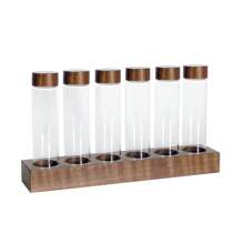 1 Stück multifunktionaler Glas-Spender, mit Holzsockel, 6 Gläser für Kaffeebohnen oder Gewürze in der Heimküche, Rückkehr zur Schule
