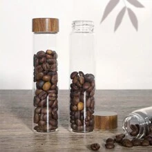 1 Stück multifunktionaler Glas-Spender, mit Holzsockel, 6 Gläser für Kaffeebohnen oder Gewürze in der Heimküche, Rückkehr zur Schule