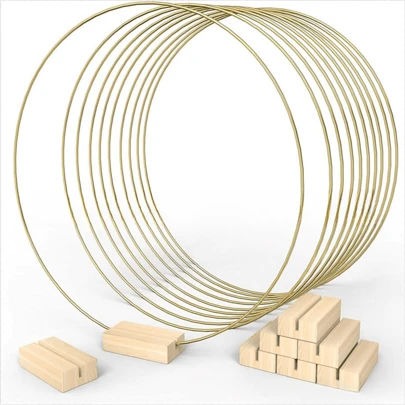 1 Stück /6 Stücke /8 Stücke /10 Stücke Holzsockel 30cm Metall handgefertigter Kranz für Hochzeitstischdekoration, DIY Kranz Szenendekoration, Weihnachten