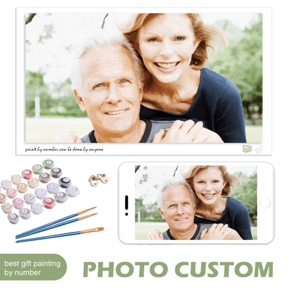 [Personalisiert] 1 Stück Foto Bild nach Zahlen Malset für Erwachsene, Foto individuell gestalten, personalisiertes Bild mit Zahlen, Heimwerker Geschenk 30x40cm/12x16 Zoll ohne Rahmen, 24 Farben, dekorativ, multifunktional, exquisit, stilvolle, moderne, farbenfrohe, schlichte Personalisierung, einzigartige ideale Geschenke für ihn, sie, Freund, Freundin