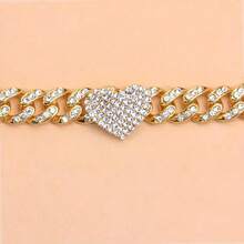 1pc & Popular Luxury Full Rhinestone Hip Hop Style Chain Anklet - Golden - View 2