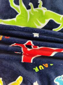 1條可愛的<夜光毯子,絨毛>藍色恐龍毯子,柔軟可愛,是女孩和男孩的絕佳禮物 - 藏蓝色 - 查看 5