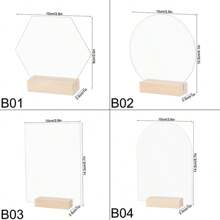 1pc Transparent Acrylic Wedding Table Number Sign DIY Blank Clear Display Signs With Wooden Base For Wedding Party Event Table Decoration - Transparent - View 2