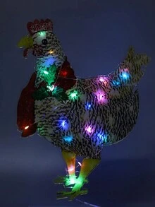 1pc Led Light Up Rooster Scarf, Animal Decor Festival Decoration, Random Light Color For Indoor & Outdoor Courtyard Lawn Garden Decoration - Multicolor - View 3