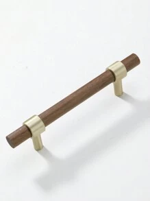 1pc Wooden Walnut Drawer Handle - Multicolor - View 1