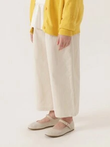 MARC&JANIE 年輕女孩休閒時尚洋裝式鬆垮寬褲，細節飄邊，春季款