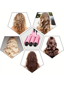 Ceramic Hair Curling Iron, 3 Barrel Ceramic Curling Iron Wand, Hair Curler, Hair Styling Tool, Curling Iron Wand, Durable, For All Hair Types For Home Use For Beauty, Holiday Gift - EU C Type Plug(220-240V) - View 12