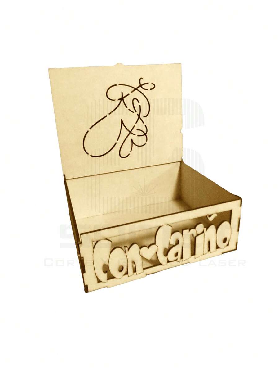 Caja de madera de MDF 3mm Con Cariño - Camel - Ver 1