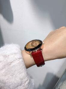 圓形錶盤時尚女裝石英手錶,適合日常佩戴和派對活動,單購1只 - 玫瑰金 - 查看 3